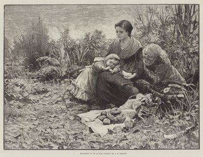 Binnenvallen voor de lunch door Alfred Edward Emslie